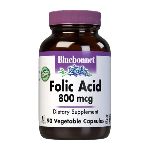 Bluebonnet - Folic Acid 800 mcg - 90 Veg Capsules
