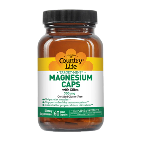 Country Life - Magnesium Caps With Silica 300 mg - 60 Veg Capsules
