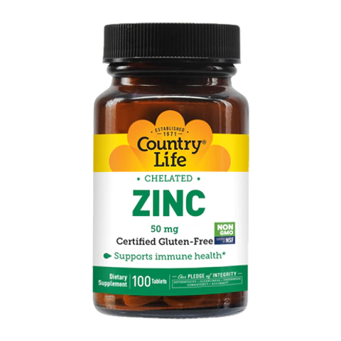 Country Life - Chelated Zinc 50 mg - 100 Tablets