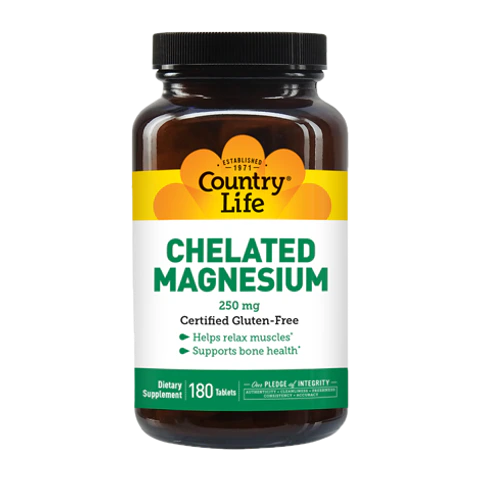 Country Life - Chelated Magnesium 250 mg - 180 Tablets