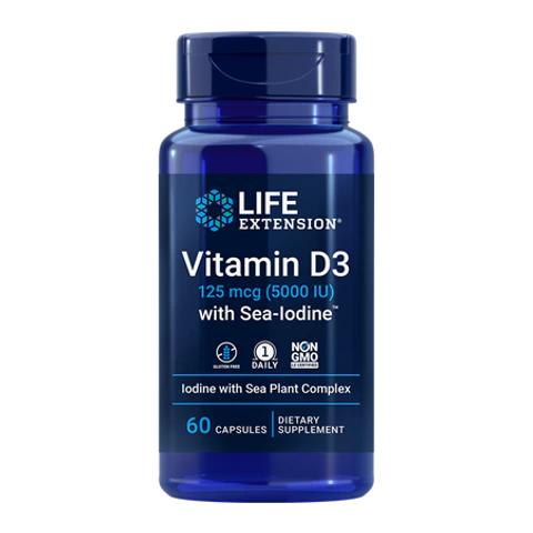 Life Extension - Vitamin D3 With Sea-Iodine™ 5000 IU - 60 Capsules