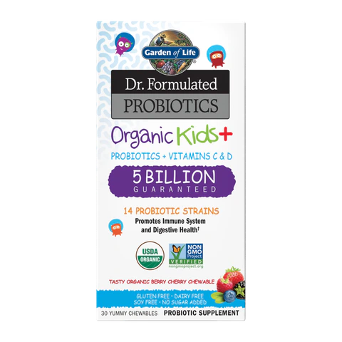 Garden of Life - Dr. Formulated Probiotics Kids + Tasty Organic Berry Cherry - 30 Chewables