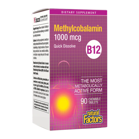 Natural Factors - B12 Methylcobalamin 1000 mcg Chewable - 90 Tablets