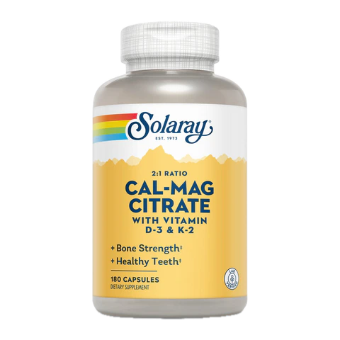 Solaray - Cal-Mag Citrate Plus D3 K2 - 180 Capsules