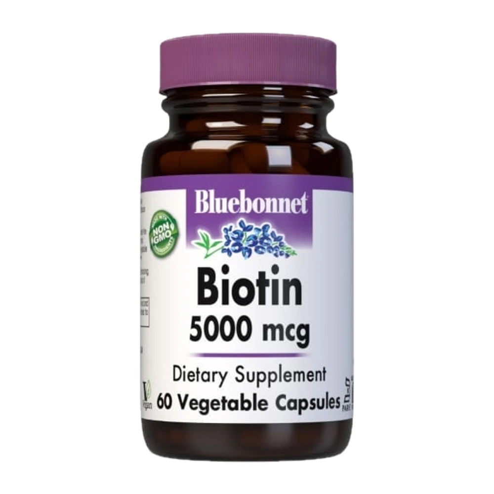 Bluebonnet - Biotin 5000 mcg - 60 Veg Capsules