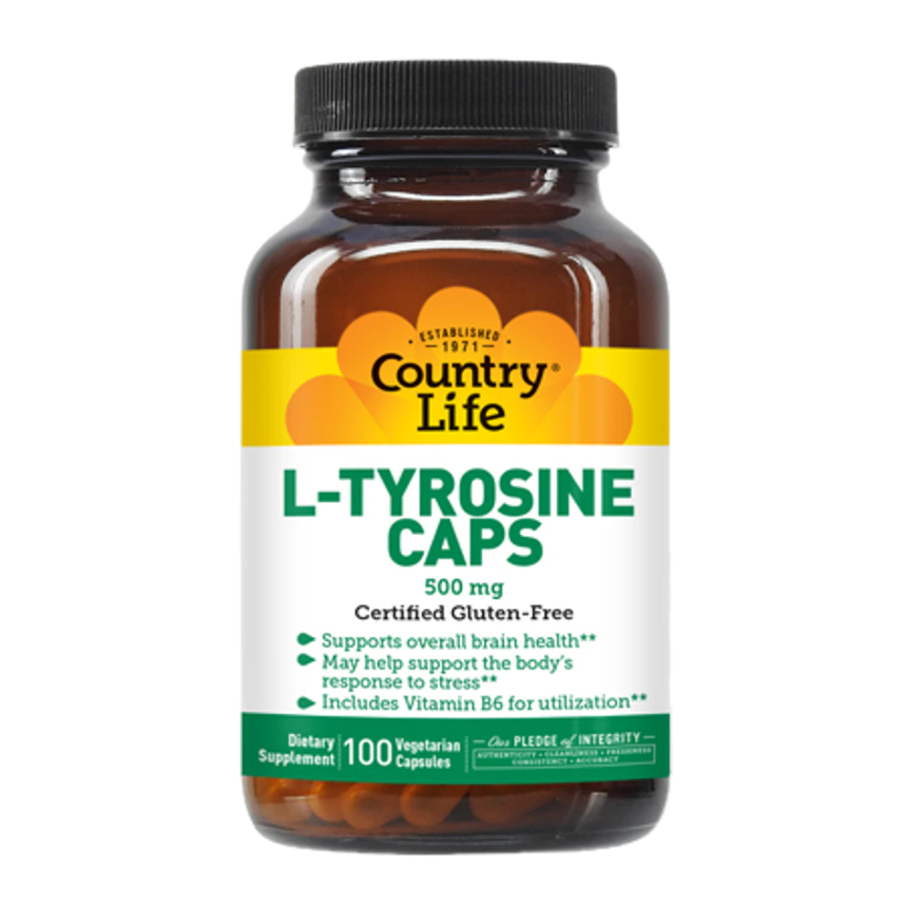 Country Life - L Tyrosine Caps 500 mg - 100 Veg Capsules