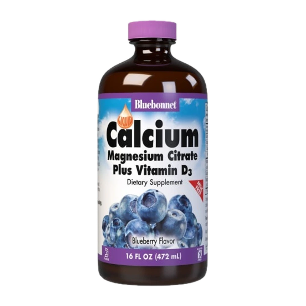 Bluebonnet - Liquid Calcium Magnesium Citrate Plus Vitamin D3 Natural Blueberry - 16 oz
