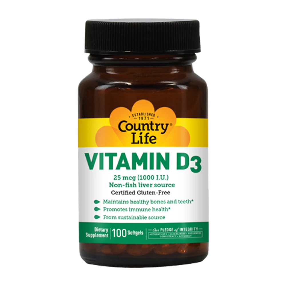 Country Life - Vitamin D3 1000 IU - 100 Softgels