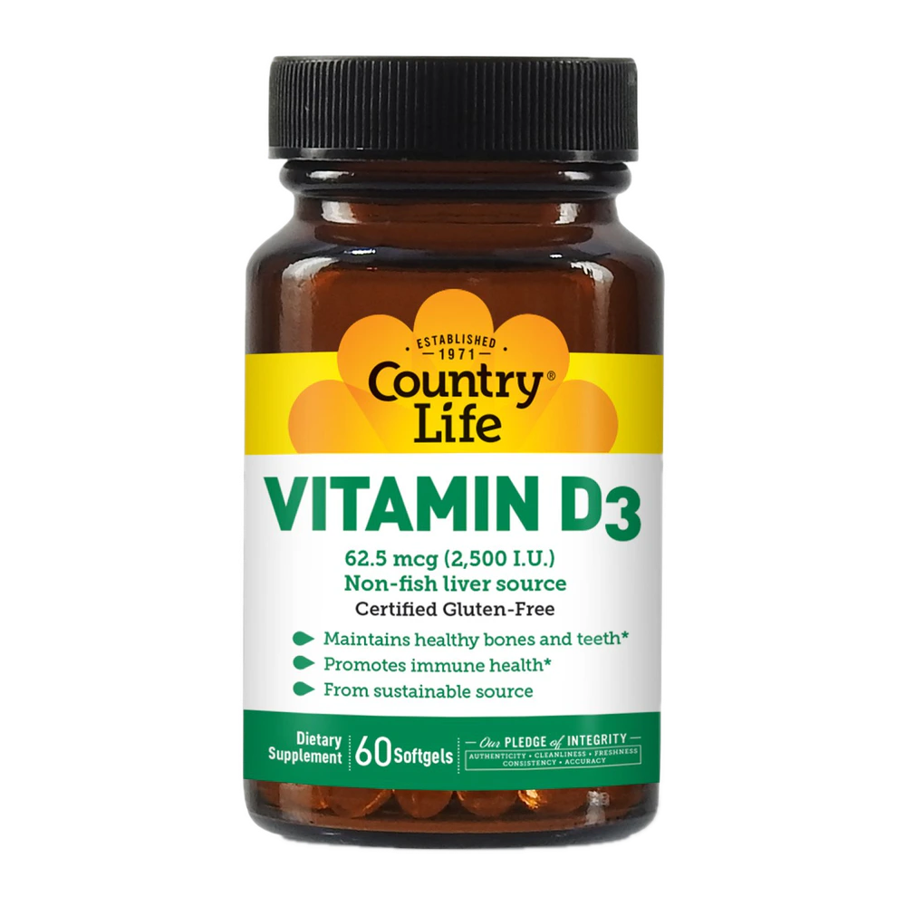 Country Life - Vitamin D3 2500 IU - 60 Softgels