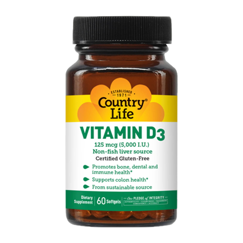 Country Life - Vitamin D3 5000 IU - 60 Softgels
