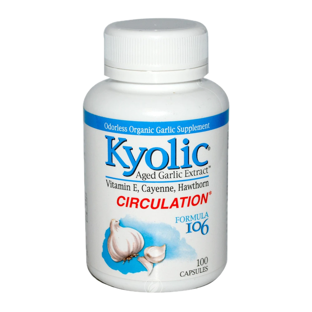 Kyolic - Aged Garlic Extract W/ Cayenne, Hawthorn Berry Formula 106 - 100 Capsules