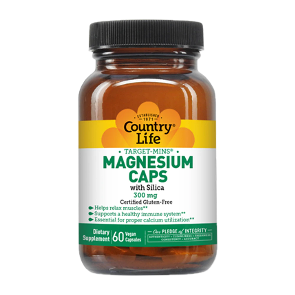 Country Life - Magnesium Caps With Silica 300 mg - 60 Veg Capsules