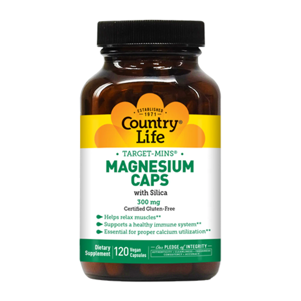 Country Life - Magnesium Caps With Silica 300 mg - 120 Veg Capsules
