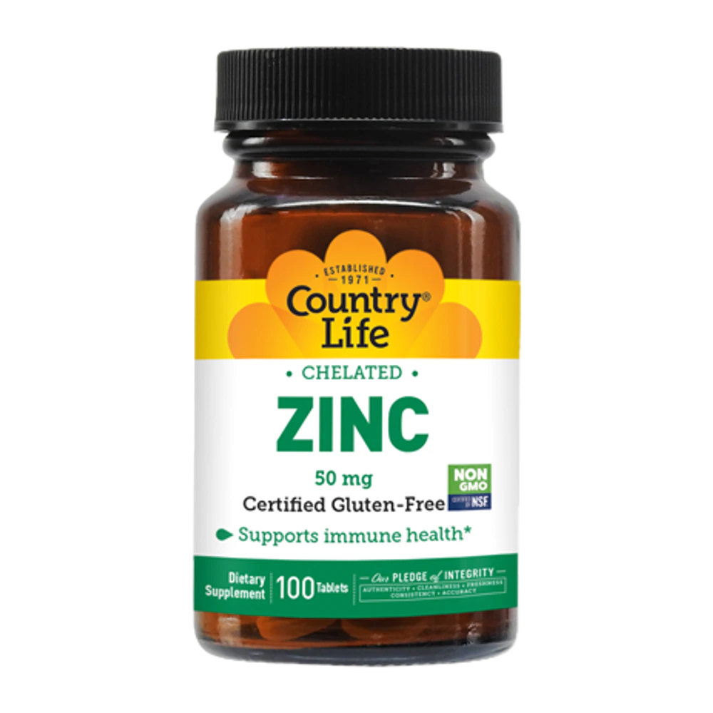Country Life - Chelated Zinc 50 mg - 100 Tablets