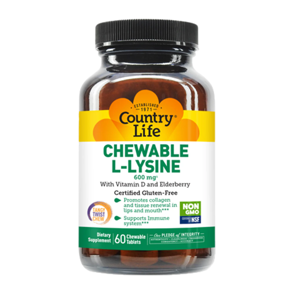 Country Life - Chewable L-Lysine 600mg - 60 count