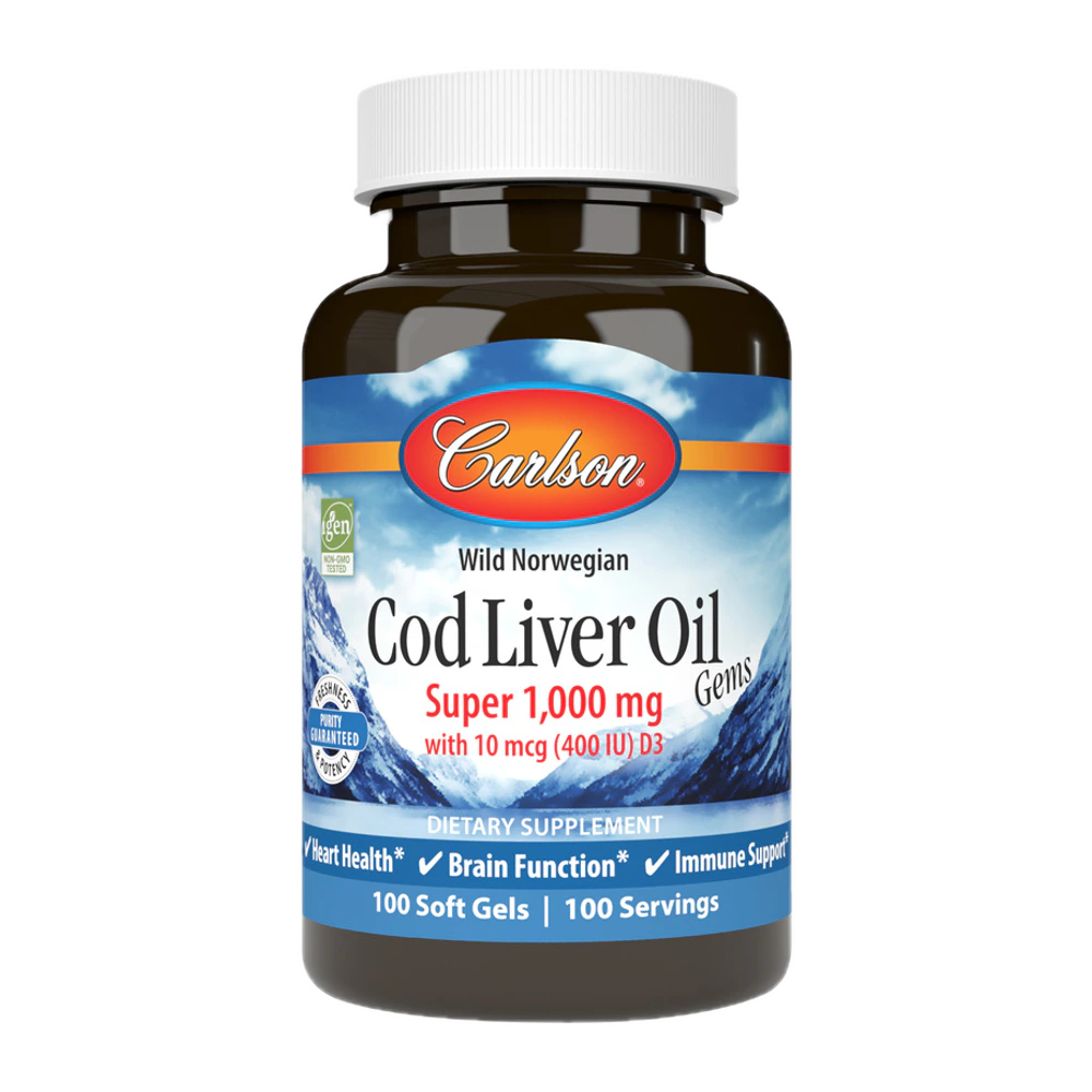 Carlson - Cod Liver Oil Gems Super 1000 - 100 Softgels