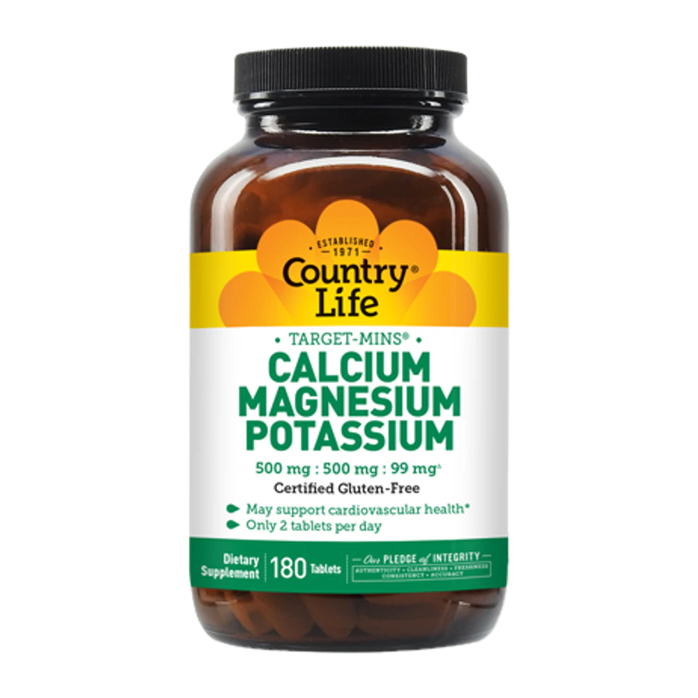 Country Life - Calcium Magnesium Potassium - 180 Tablets