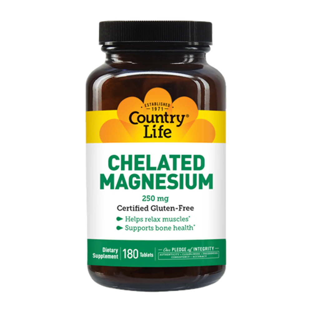 Country Life - Chelated Magnesium 250 mg - 180 Tablets