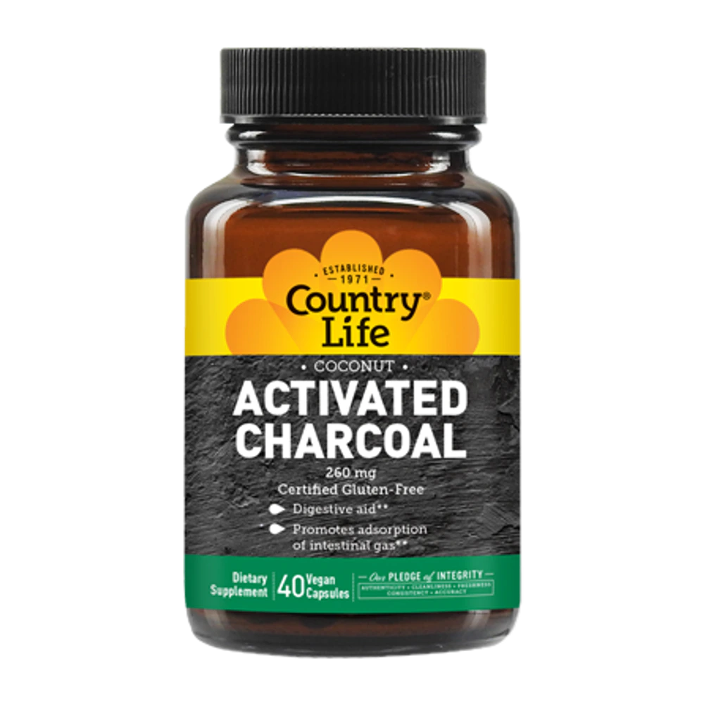 Country Life - Natural Activated Charcoal 260 mg - 40 Capsules