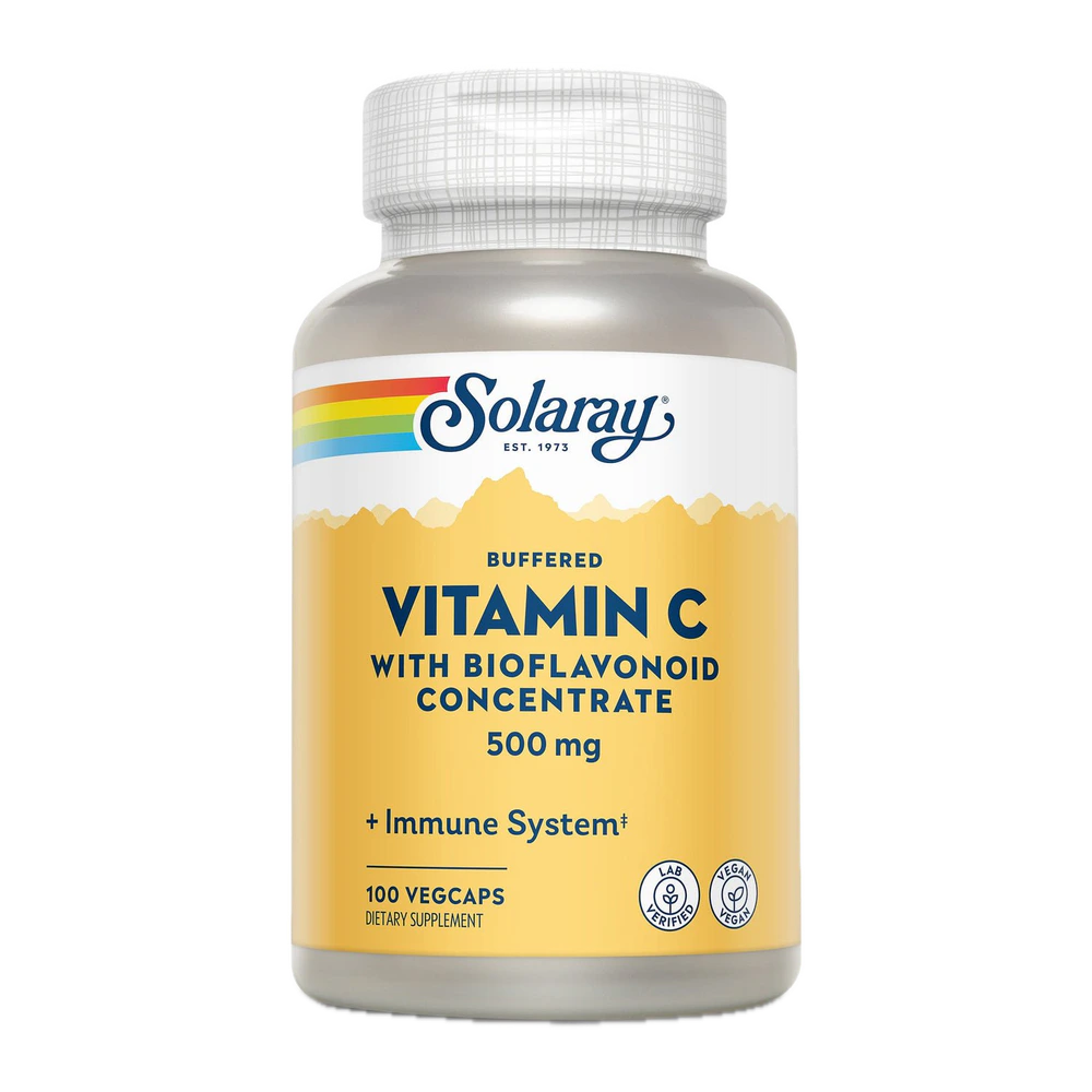 Solaray - Vitamin C Buffered w Rose hips 500mg - 100 Capsules