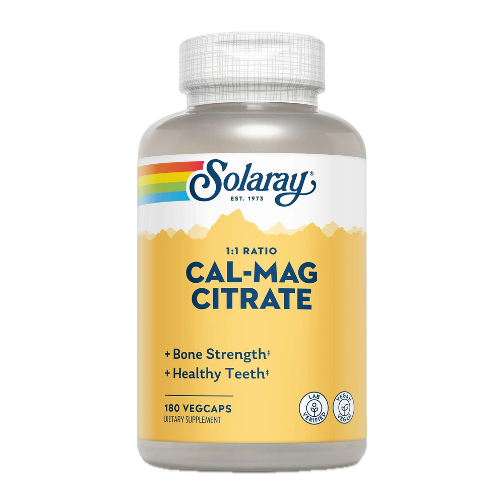 Solaray - Cal-Mag Citrate 1:1 Ratio High Potency - 180 Capsules