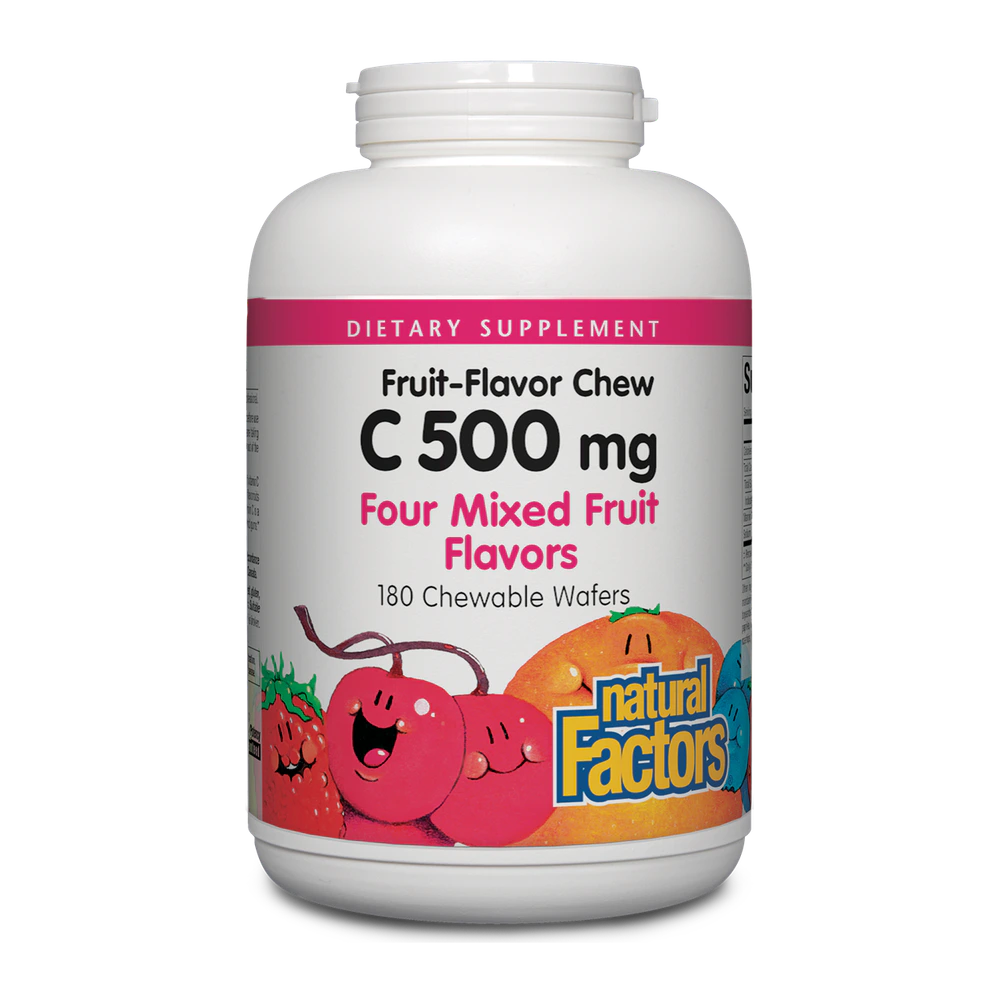 Natural Factors - C 500 mg Natural Fruit Chews Mixed Fruit - 180 Tablets
