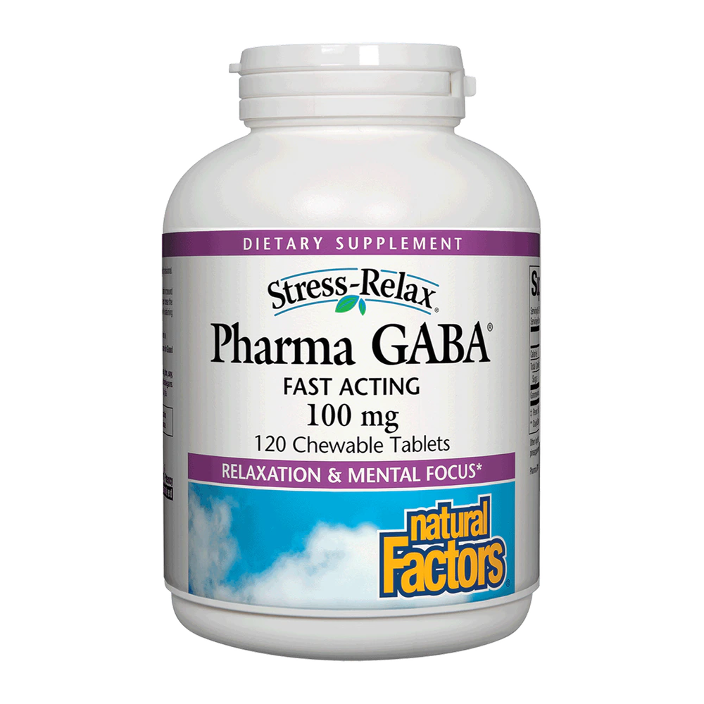 Natural Factors - Stress-Relax Pharma Gaba Chewable - 120 Tablets