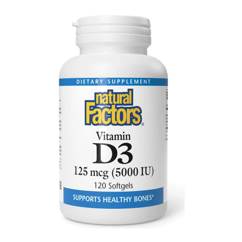 Natural Factors - Vitamin D3 5000IU (125 mcg ) Bonus Pack - 120 Softgels