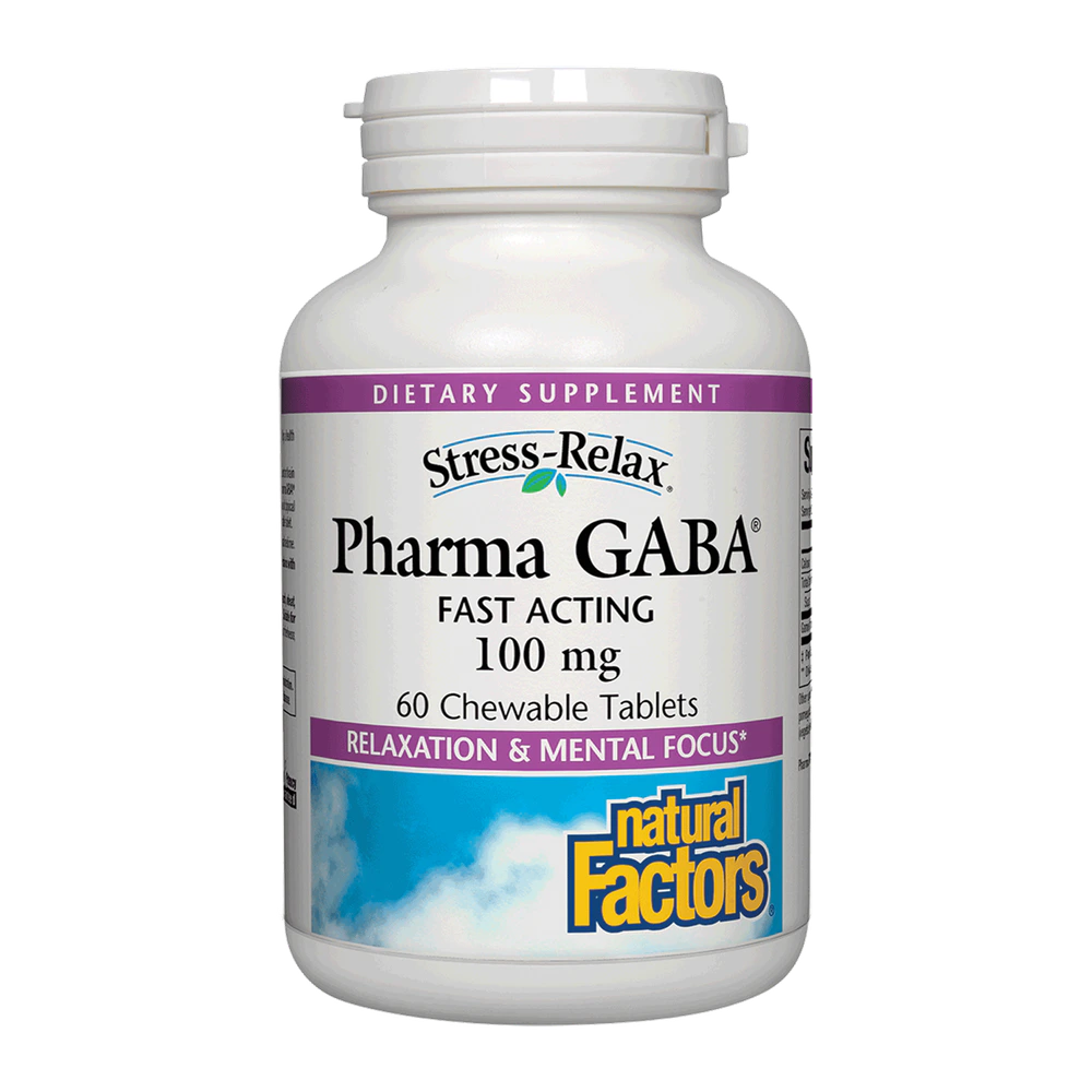 Natural Factors - Stress-Relax Pharma Gaba Chewable - 60 Tablets