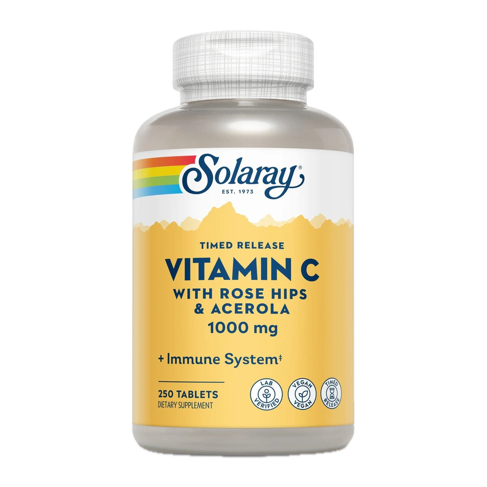 Solaray - Vitamin C w Rose Hips Time Release 1000 mg - 250 Vegecaps