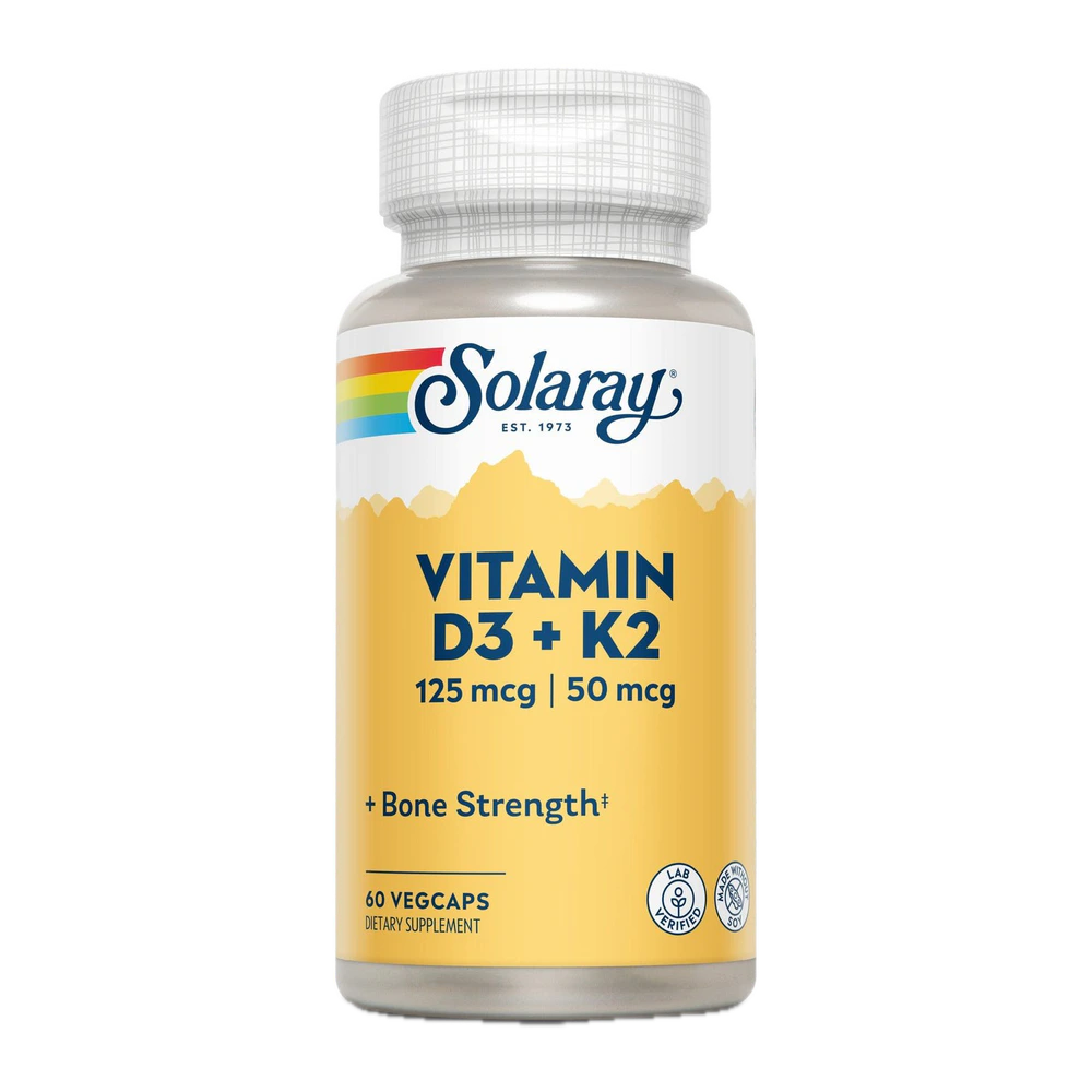 Solaray - Vit D3&K2 5000IU (125mcg/50mcg) - 60 vegcap