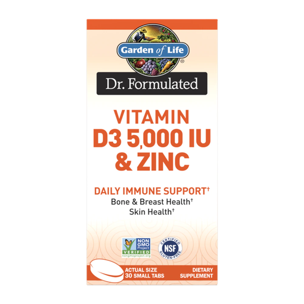 Garden of Life - Dr. Formulated Vitamin D3 5000 & Zinc - 30 Tablets